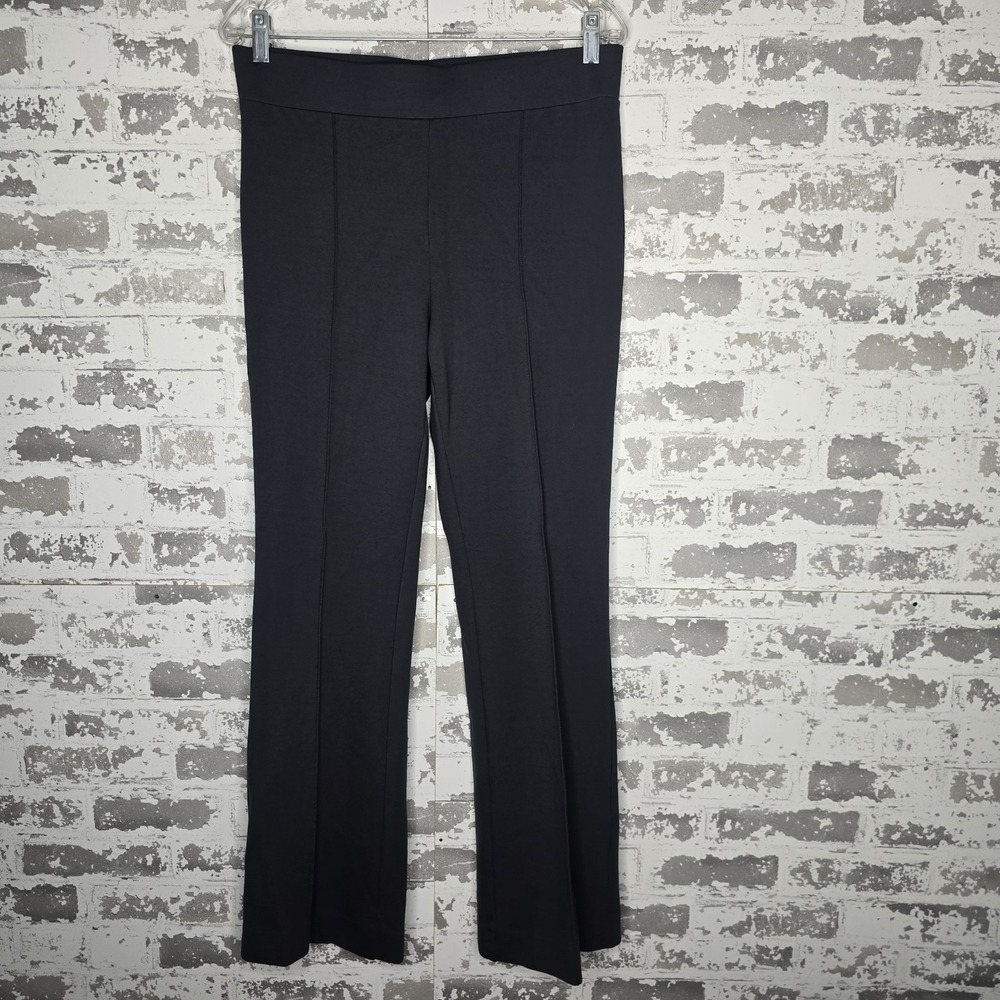 Ann Taylor Pants Womens M Gray Pull On Elastic Waist Pleated Ponte Bootcut